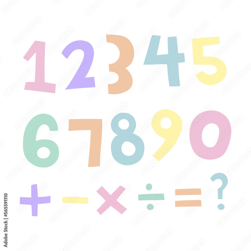 Number and Math symbol 1 cute on a white background, vector illustration. Number and Math symbol 1 cute on a white background, vector illustration.