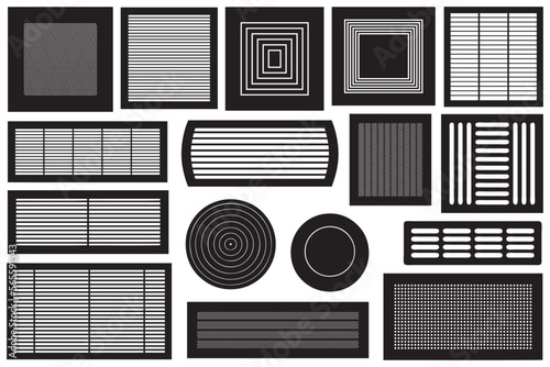Collage of different ventilations grilles isolated on white