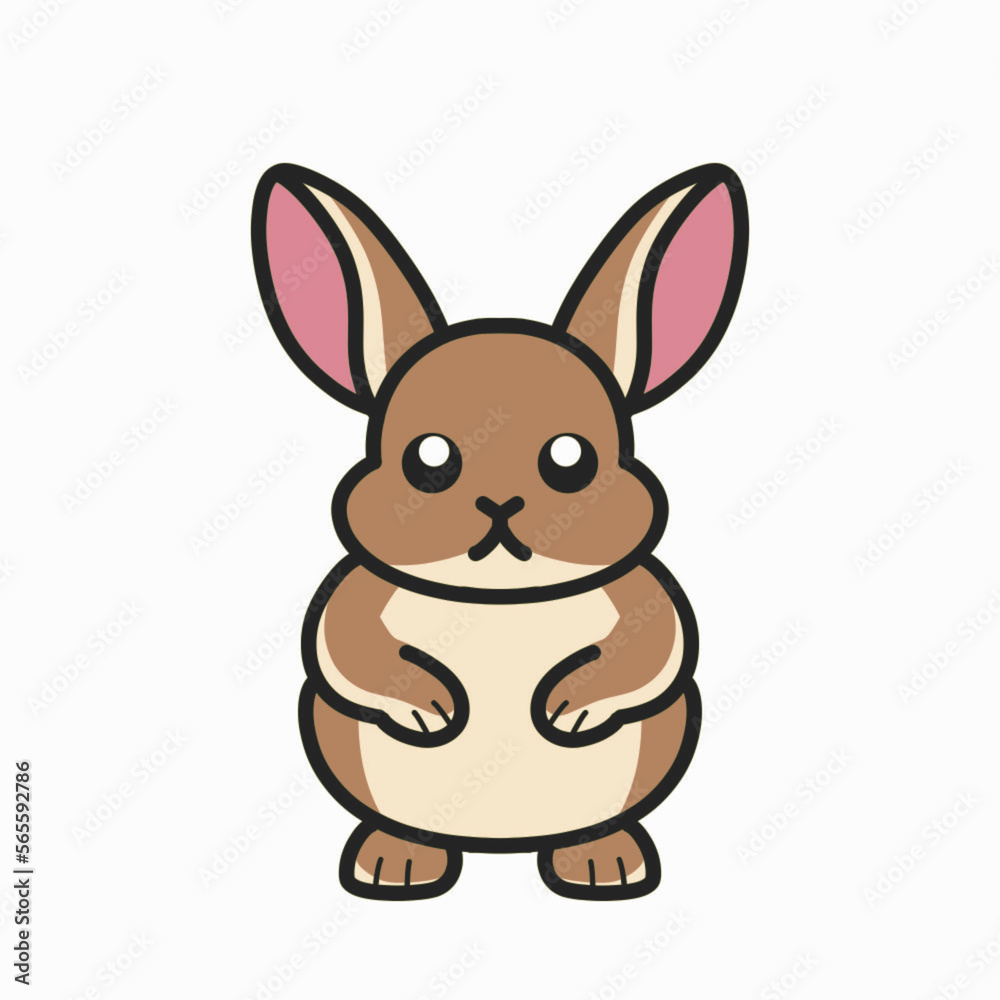 Cute Brown Rabbit Illustration with White Background Cute Brown Rabbit Illustration with White Background