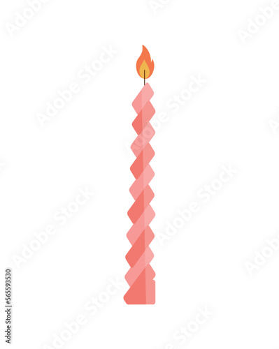 Colorful candle in flat style. Object for room decoration. Candle for a cozy and festive atmosphere.