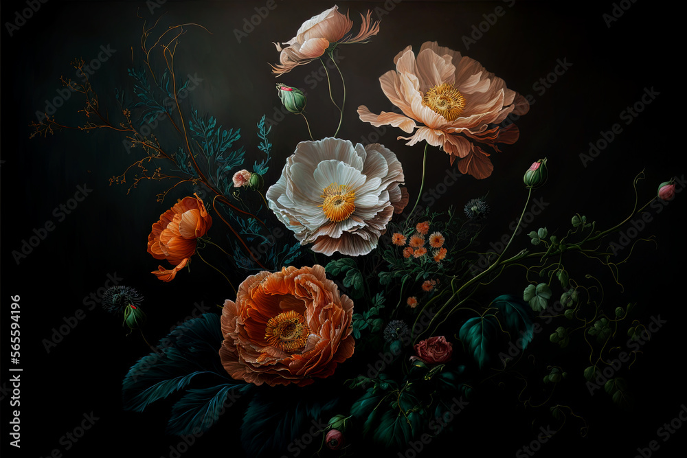 Fine Art Still Life Of Flowers Stock Illustration Adobe Stock