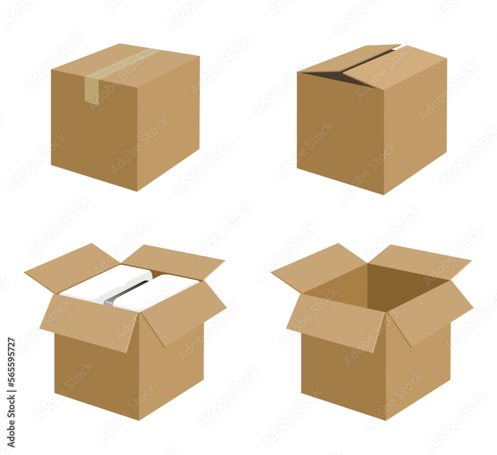 Cardboard boxes set. Vector illustration.