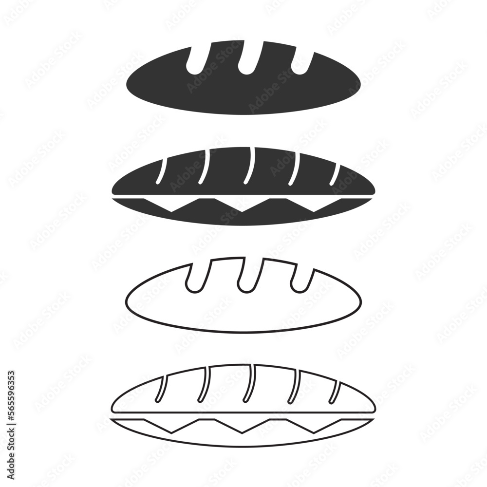 Bread icon. Sandwich and bread set vector ilustration.