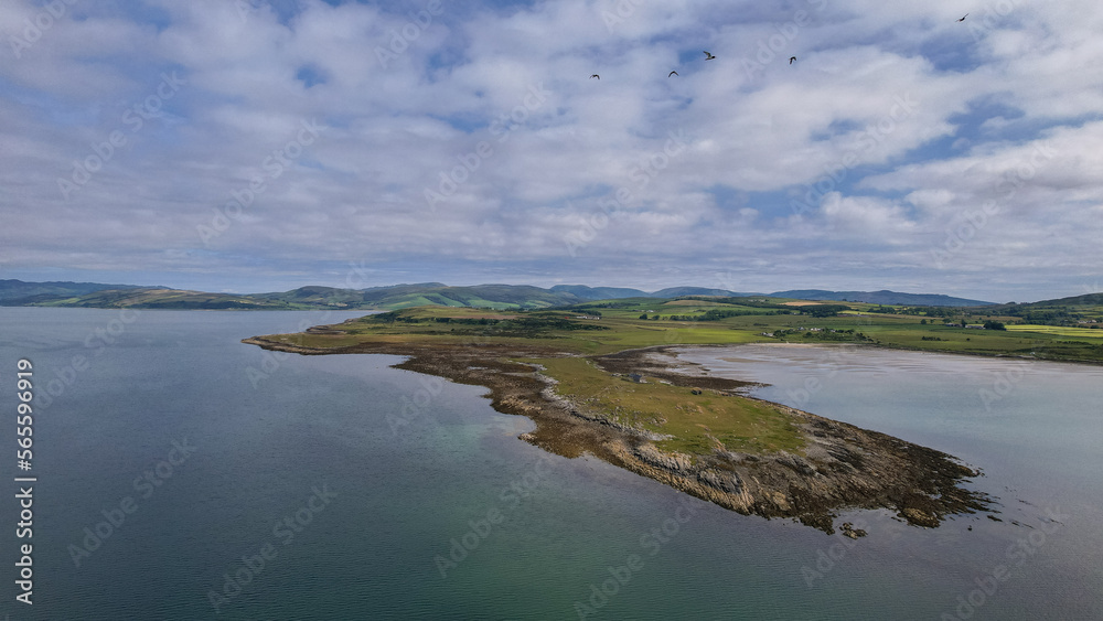 Aerial view of St Ninian's Bay, Isle of Bute, Scotland