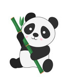 Cute panda vector illustration. Baby panda bear cartoon character. Asian wildlife. Rainforest, jungle mammal with bamboo