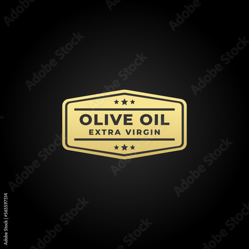 Premium Olive oil seal vector or Olive oil label vector on black background. Elegant olive oil seal for quality products. Olive oil label for unadjusted natural product. Elegant stamp vector.