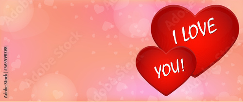 Festive greeting background with a heart and the inscription I LOVE YOU for a postcard, cover, banner, poster and thematic design
