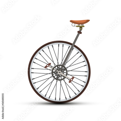 One wheel bicycle - bike isolated on white background - vector