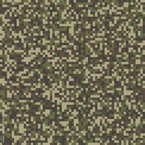 Pixel mosaic in the colors of green camouflage. Seamless pattern for texture, textiles and simple backgrounds © Pavel