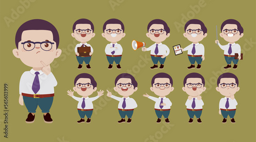 Business people set different gestures