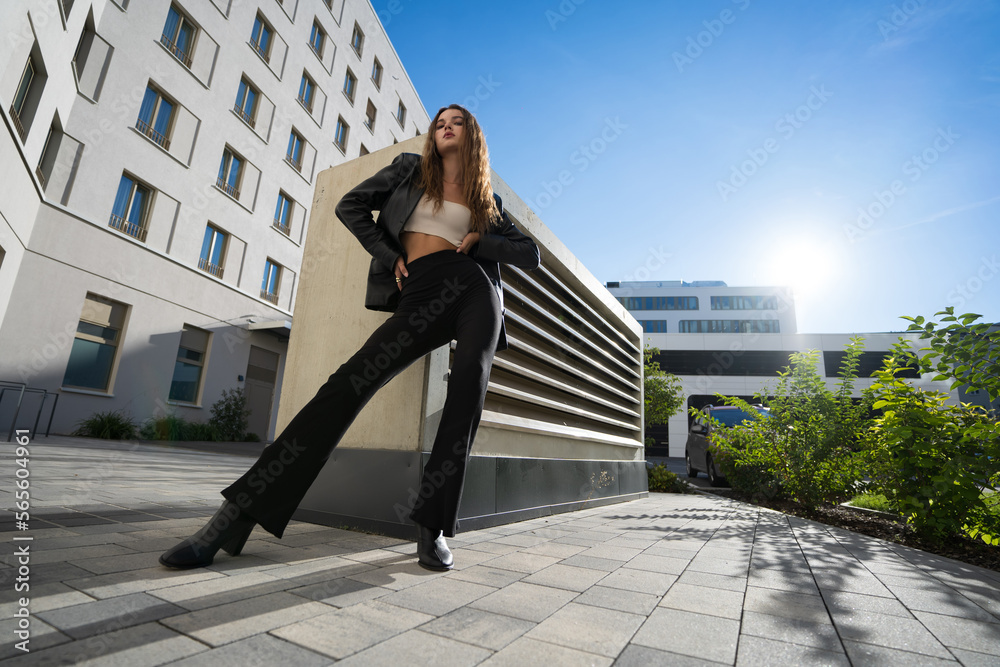 fashion model posing on the street