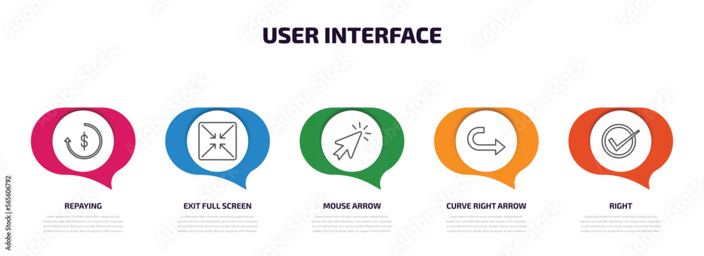 user interface infographic element with outline icons and 5 step or ...