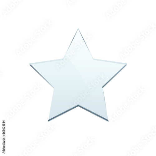 Glass star  3D realistic blank clear five point award star  transparent trophy prize