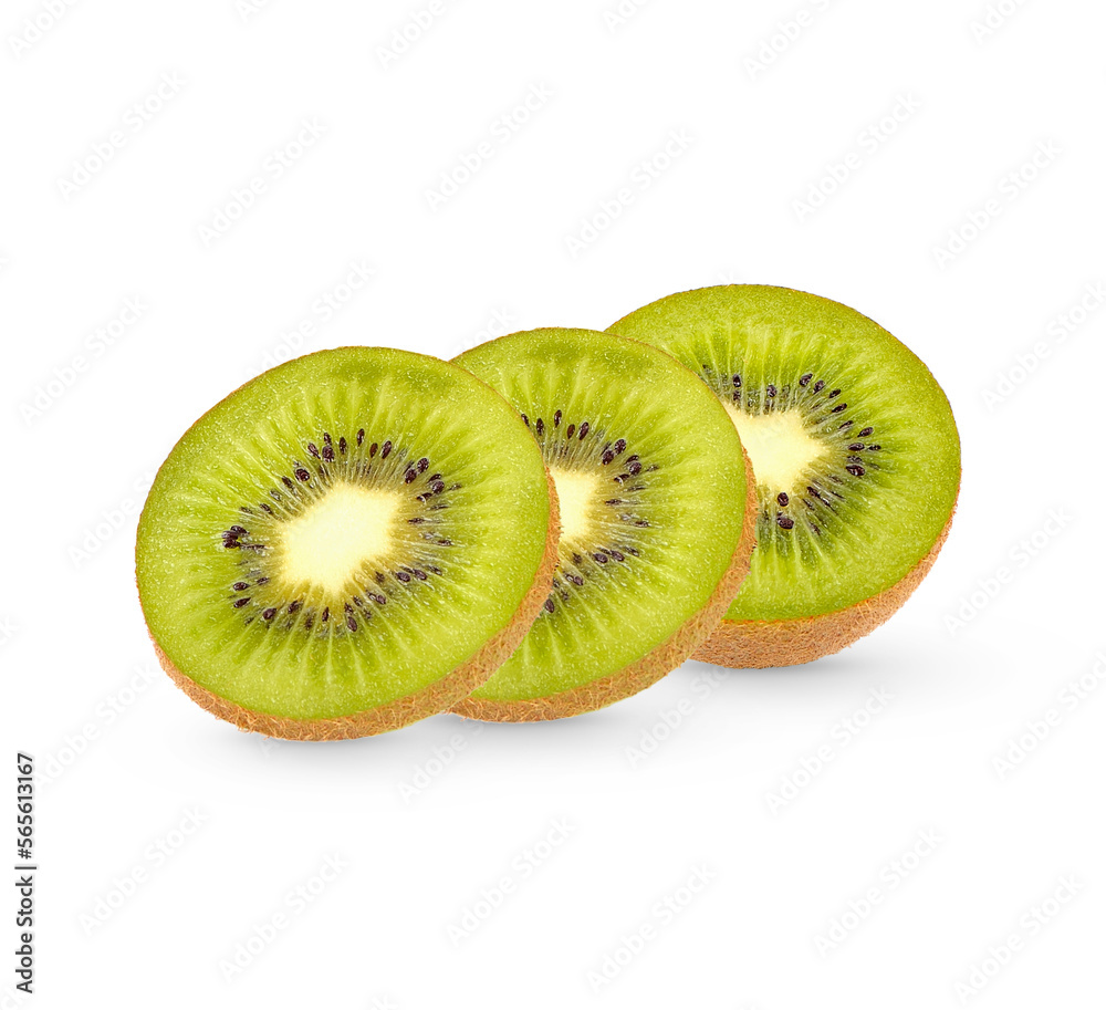 Fresh sliced kiwi fruit isolated on transparent background (.PNG)