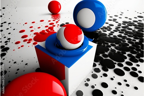 3d render of a red cube with spheres art 