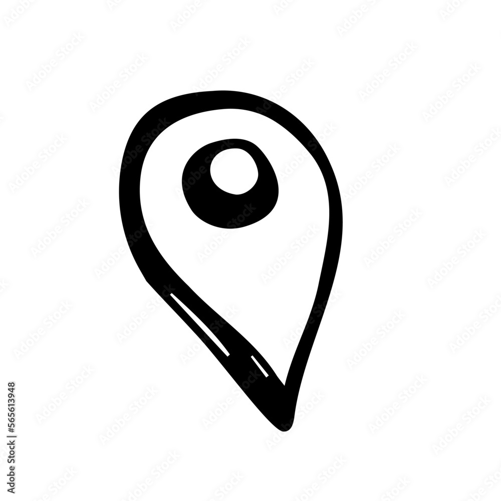 GPS icon. Black and white sketch, logo, clipart, template, button, pointer, map. Vector image drawn by hand. GPS icon. Black and white sketch, logo, clipart, template, button, pointer, map. Vector image drawn by hand.