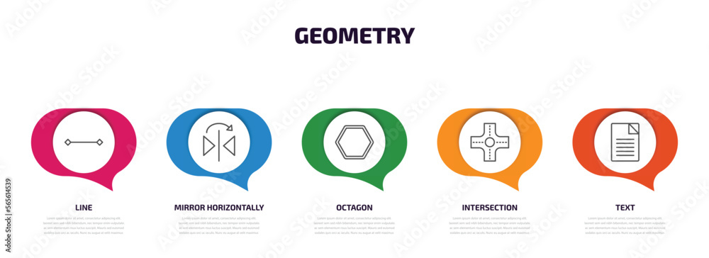 Geometry Infographics geometry infographic element with outline icons and 5 step or option ...