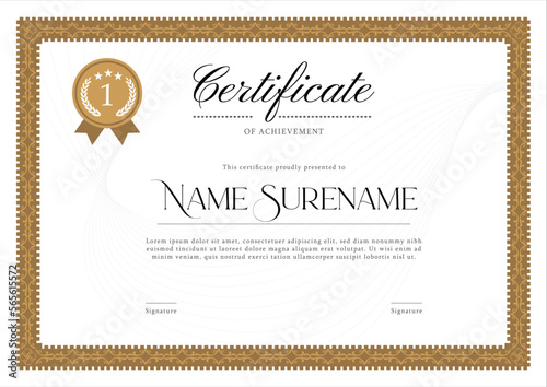 A4 gold diploma certificate design template