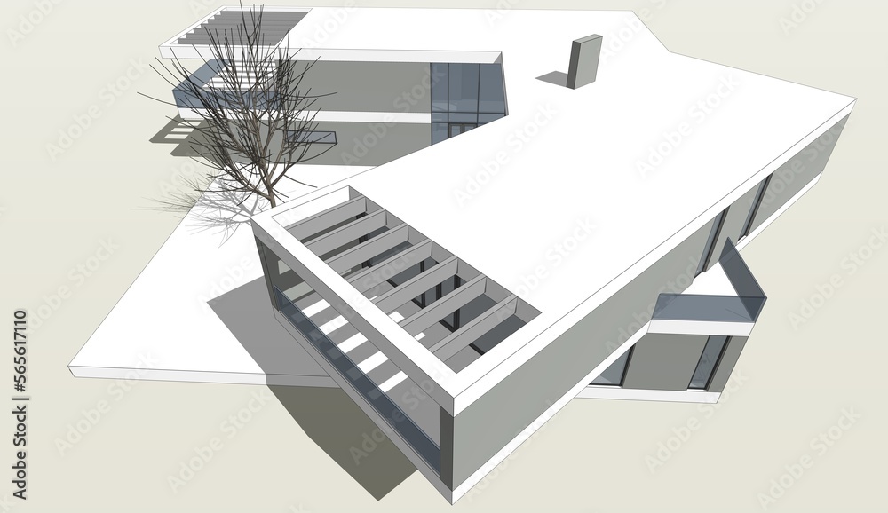 Modern house architectural 3d rendering Modern house architectural 3d rendering