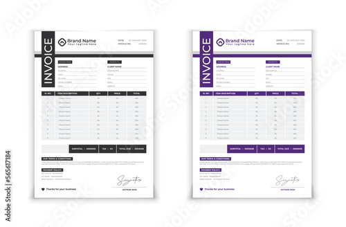 Minimal Black invoice template vector design.