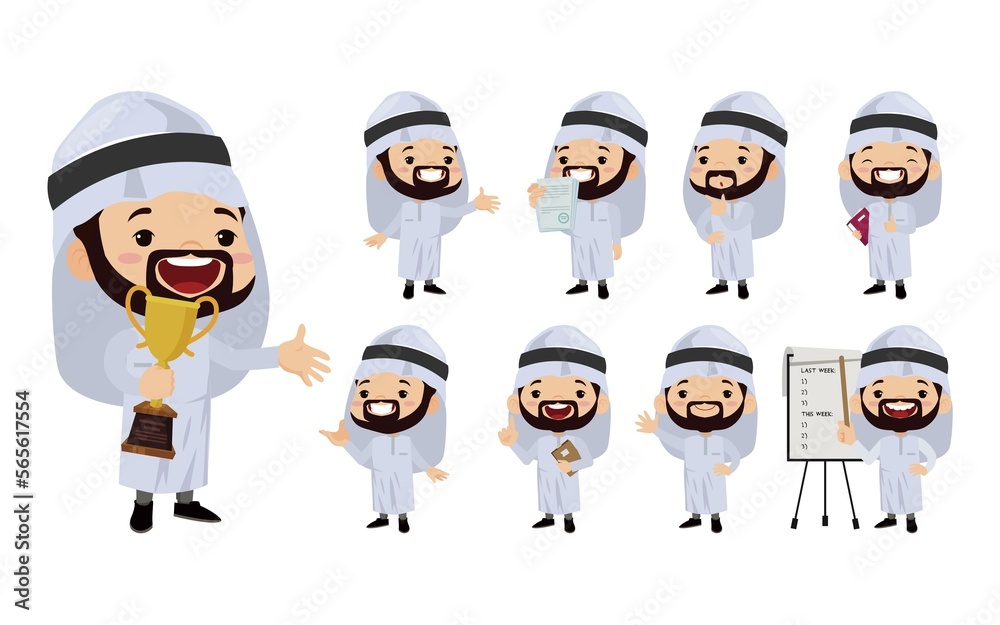 Arab businessman in different actions Arab businessman in different actions