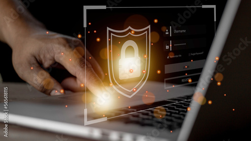 Online cyberspace internet cyberspace law rules rights regulation security lock protection against copyrights misuse conduct. Digital padlock icon, cyber security network and data protection