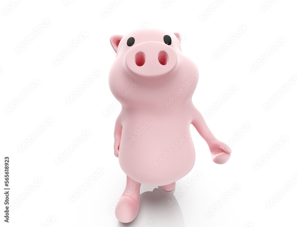 3d render of pig walking on white background 3d render of pig walking on white background