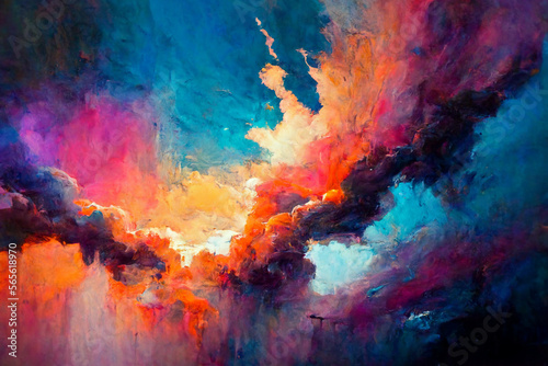 Abstrac Clouds Acrylic Painting Generative AI