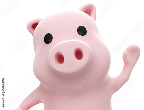 3d render of Pig saying goodbye on white background