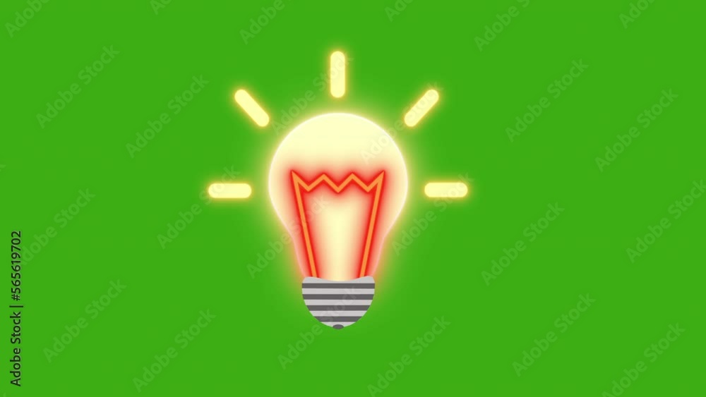 llustrated animation of a blinking light bulb on a green background