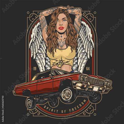 Daring lowrider girl flyer colorful
