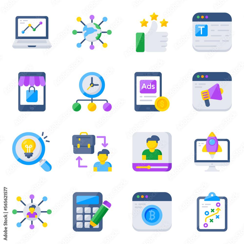 Pack of Business and Economy Flat Icons 

