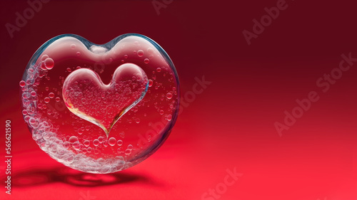 Heart shaped bubble with copy space. Generative AI.