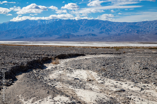 Desert Landscape showing erosional features due to recent flooding in Death Valley National Park. photo