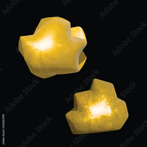 Gold nuggets natural isolated on black background.