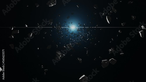 Flying Through Space Background Video, Meteorite Rock Motion Background Loop, 3D Render Background