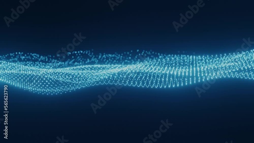 Blue Particle Motion Background, Wave Background Video Loop, 3D Render Background