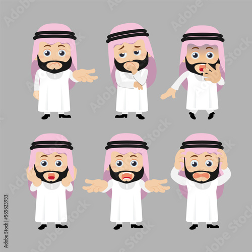 Set of Arab characters in different poses