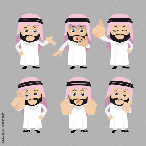 Set of Arab characters in different poses