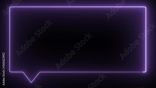 Neon Frame Background, Purple Dialog Box Motion Background Video Loop, 3D Render Background