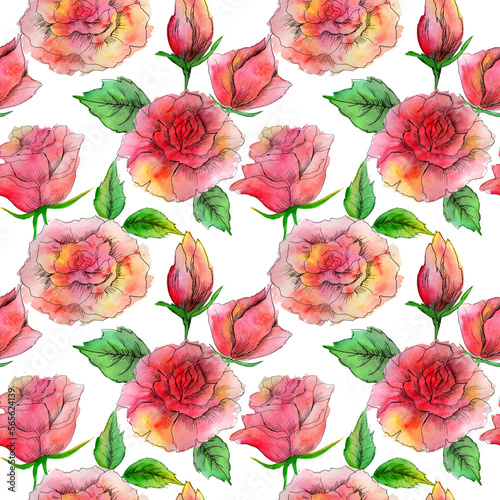  Watercolor pink roses in a seamless pattern. Can be used as fabric  wallpaper  wrap.