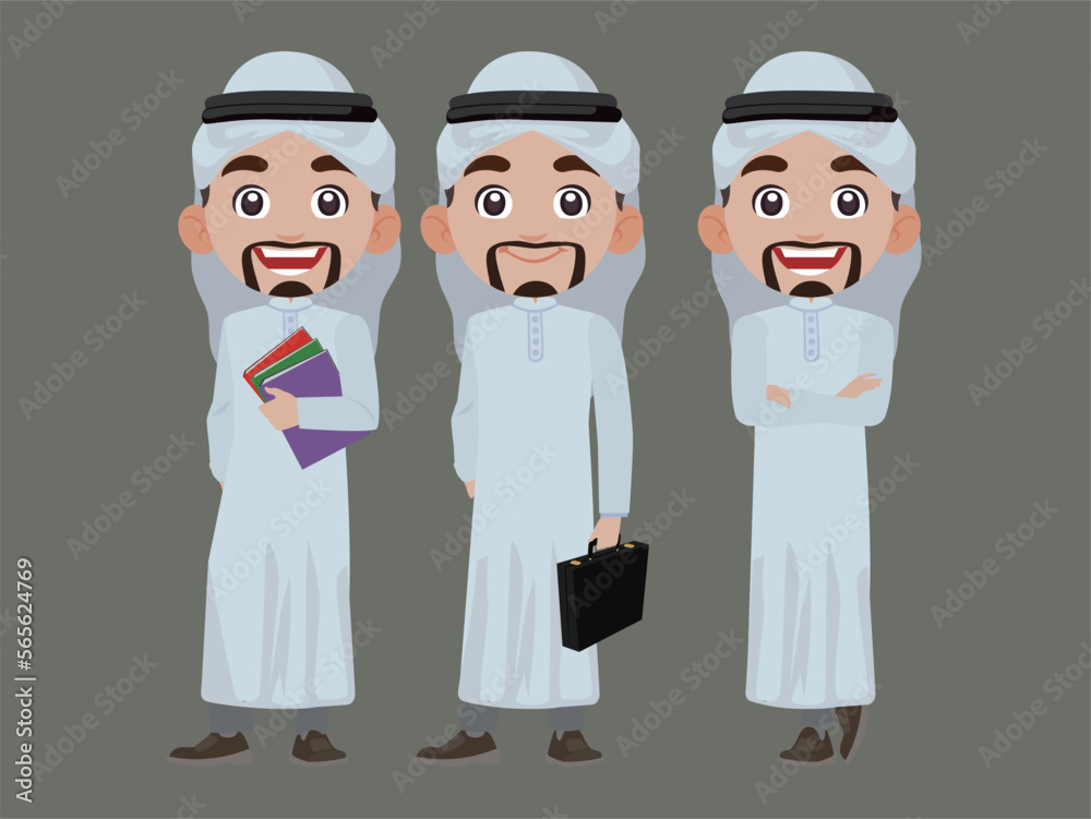 Arab businessman in different actions Arab businessman in different actions