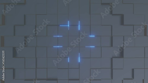 Abstract Blue Light Expanding Background Video, Black Cube Motion Background Loop