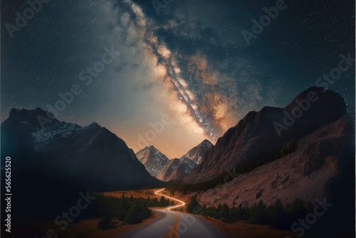 Road with Milky Way in Night Sky Wallpaper