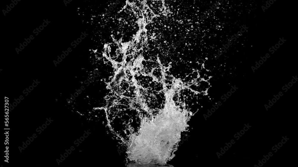 Super slow motion of splashing water shape on black background. Filmed on high speed cinema camera, 1000fps. Super slow motion of splashing water shape on black background. Filmed on high speed cinema camera, 1000fps.