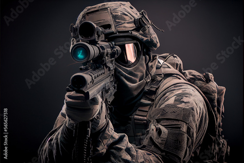 Special unit force snipper holding a snipper gun and aiming | United States Armed Forces | Generative Ai | Professional snipper | Armed forces day | May 21st