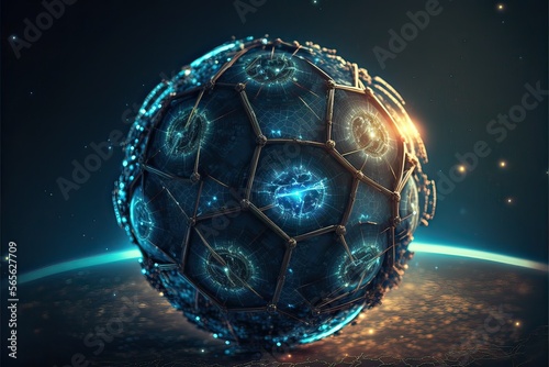 World Blockchain technology futuristic hud background  Ai generated 