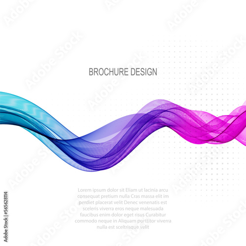 Wavy horizontal lines on white background, transparent blue pink wave, design element