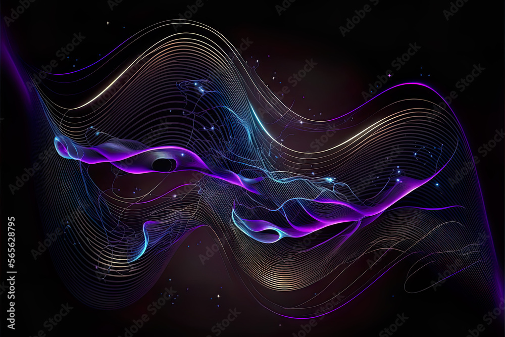 Purple and blue abstract background with wavy lines, created using ...