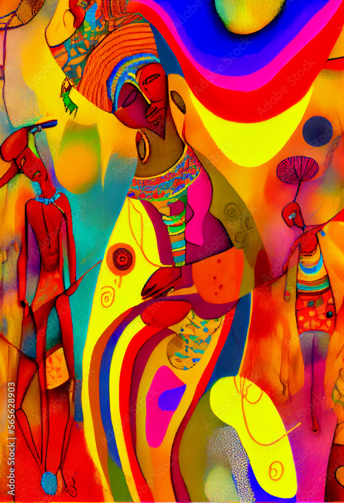 Fototapeta premium Generative AI abstract render of ethnic art